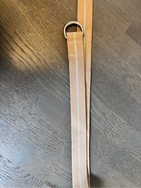 Crew D-Ring Canvas Webbing Belt - Tan & Light Blue Stripe Size S/M